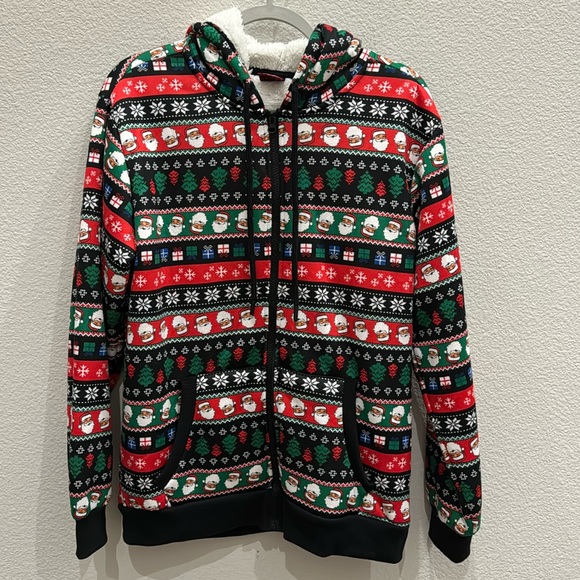 ADTN Santa Fairisle Fleece Lined Hoodie Size Small NWT - Picture 1 of 4